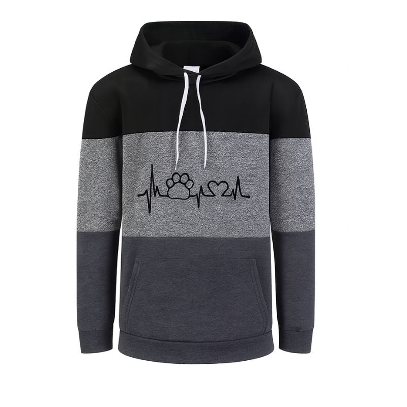 Women’s Color Block Hoodie – Cute Paw Heartbeat - CasualFlowshop