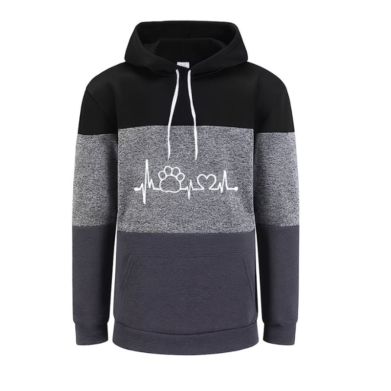 Women’s Color Block Hoodie – Cute Paw Heartbeat - CasualFlowshop
