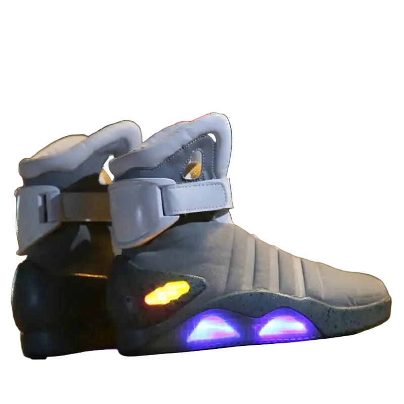 Gray LED high-top sneakers for men with rechargeable glowing design – urban fashion