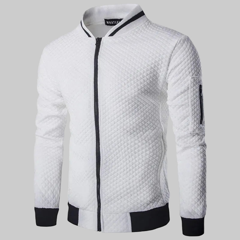 White Men’s Hooded Cotton Tracksuit Set with black accents on a white background