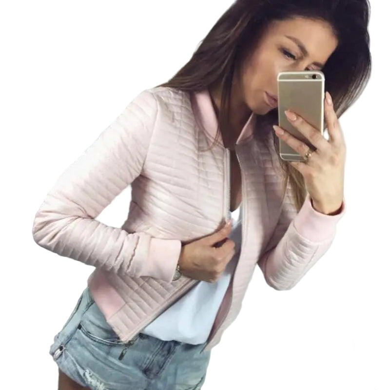 Women’s Cotton Zipper Jacket – Lightweight Round Neck Coat for Autumn & Winter - CasualFlowshop