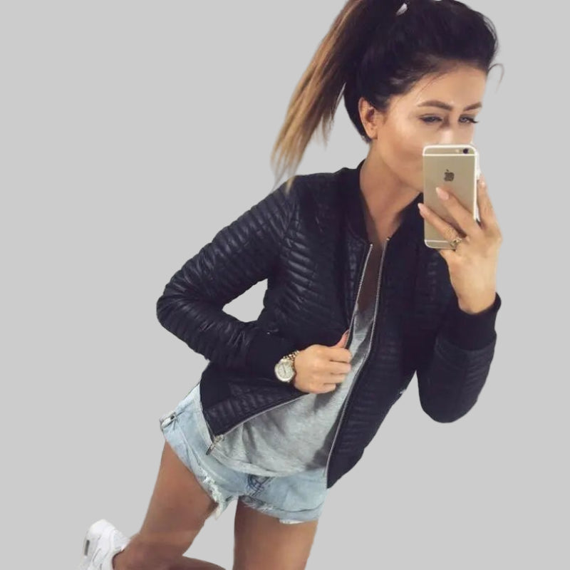 Women’s Cotton Zipper Jacket – Lightweight Round Neck Coat for Autumn & Winter - CasualFlowshop