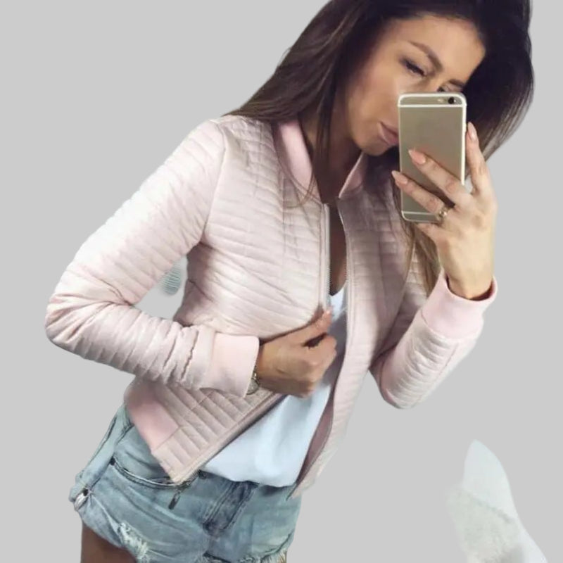 Women’s Cotton Zipper Jacket – Lightweight Round Neck Coat for Autumn & Winter - CasualFlowshop