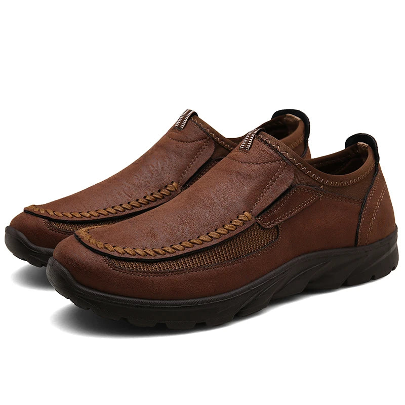 Men's Breathable Slip-On Loafer Sneakers  Brown Color At Casualflowshop