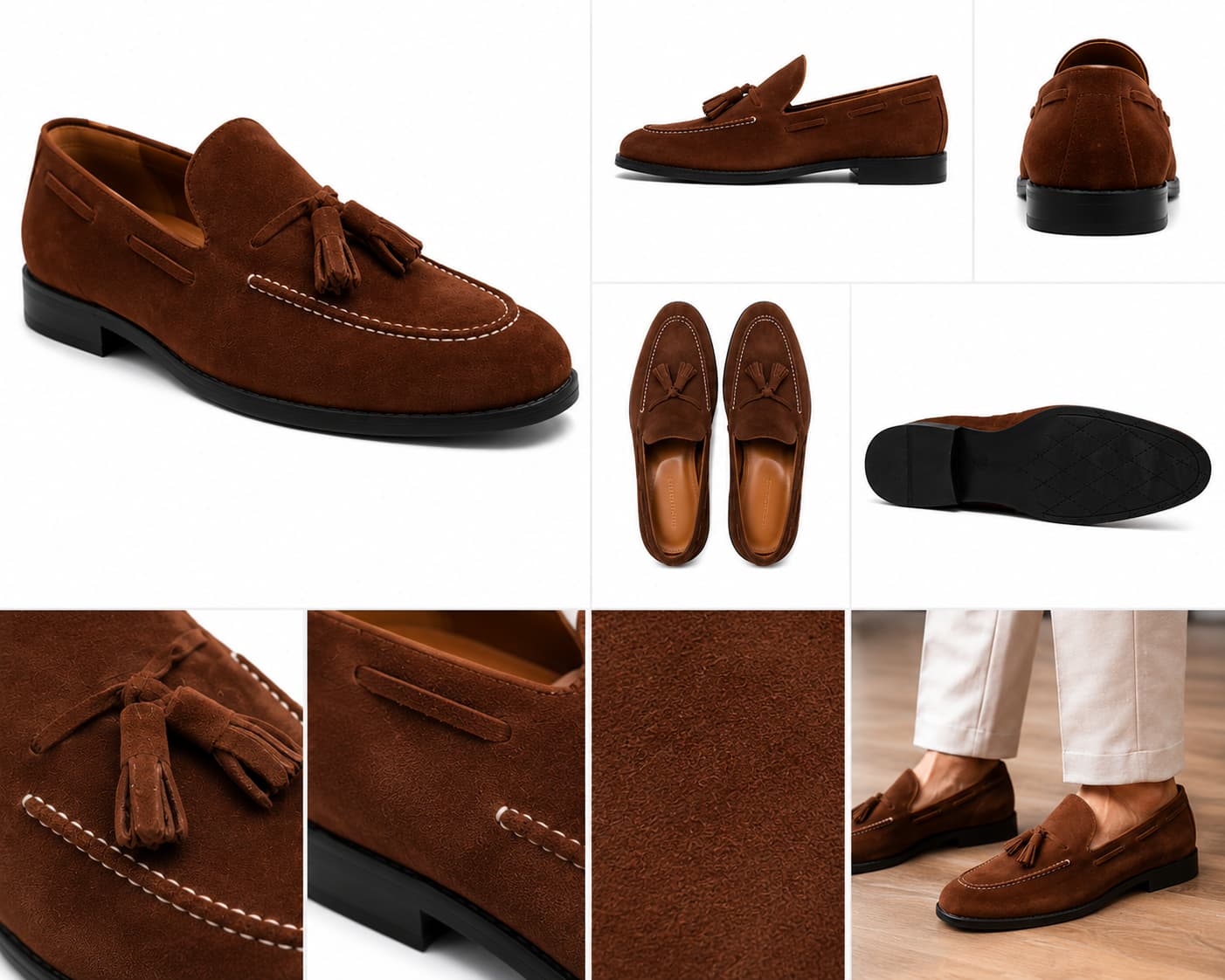 Men's Genuine Leather Loafers  in brown color - At casualflowshop