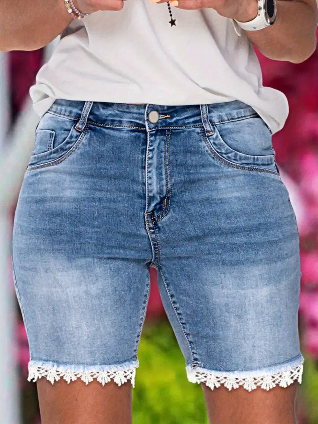 Women’s Blue Ripped Denim Shorts – Casual & Chic - CasualFlowshop