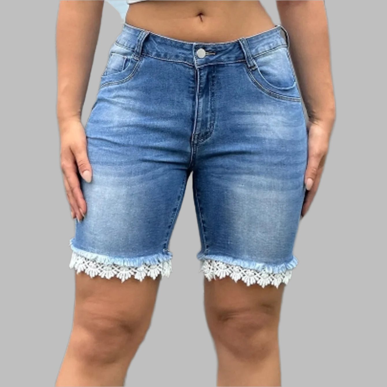 Women’s Blue Ripped Denim Shorts – Casual & Chic - CasualFlowshop
