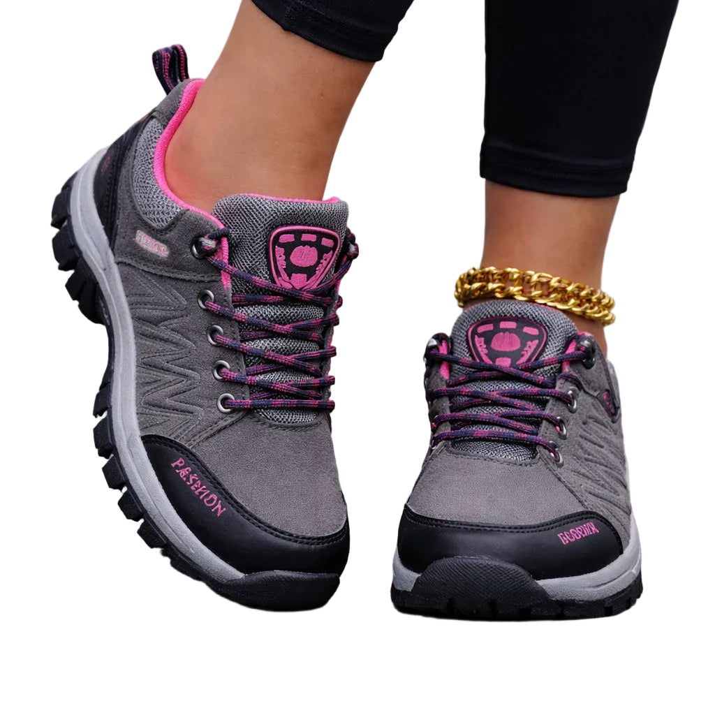 PathMaster women’s non-slip hiking shoes in Gray, lightweight outdoor walking sneakers