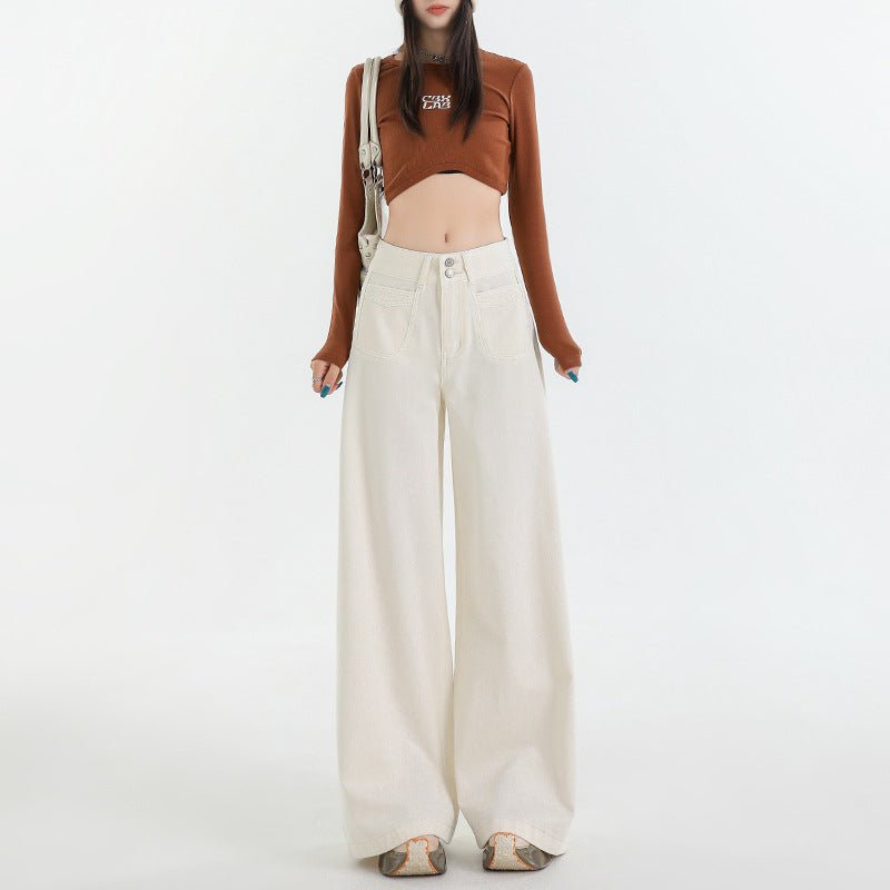 women wearing wide leg flare jeans high waist vintage outfit