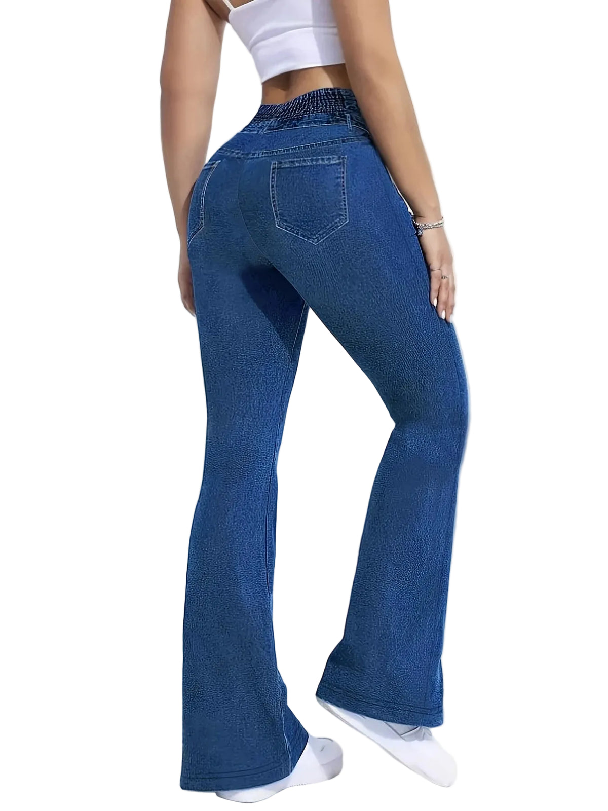 Women's high-waisted stretch leggings with a printed design at Casual Flow Shop