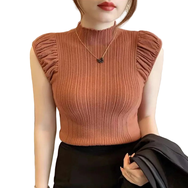 Women's Ribbed High-Neck Tank Top  - At Casualflowshop