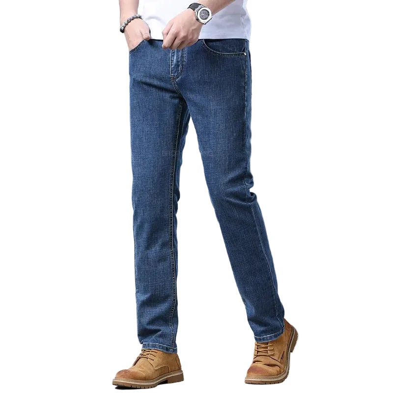 Men's straight-leg jeans in stretch cotton-blend denim at Casual Flow Sho