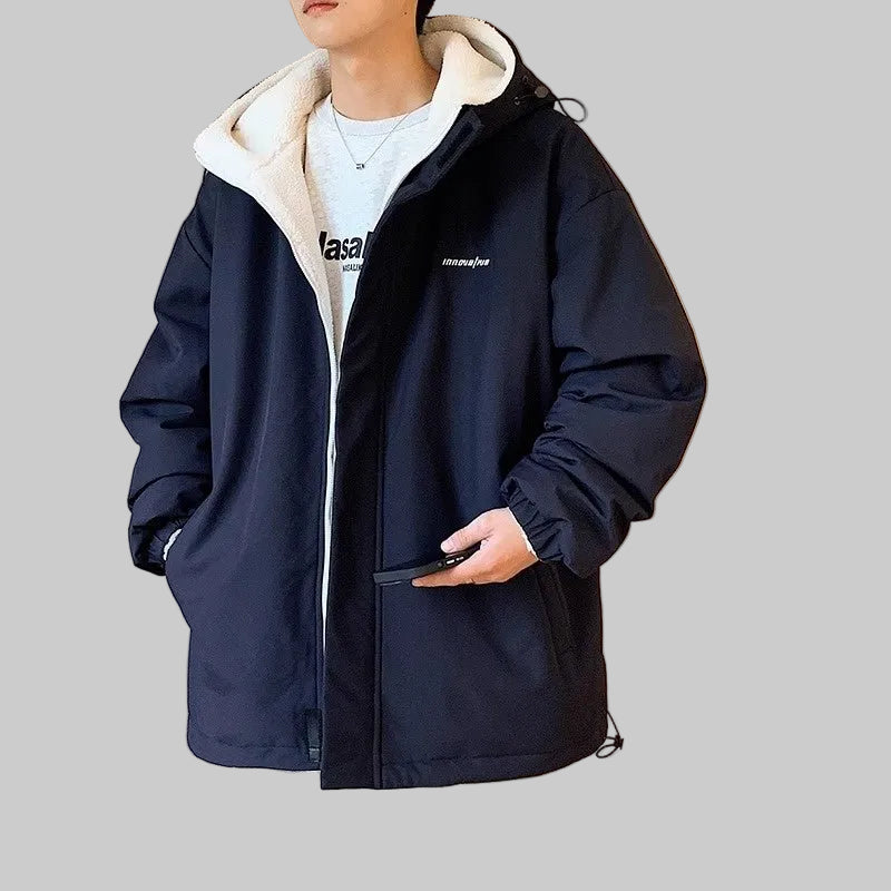 Men's Cashmere Winter Fleece Hooded Jacket - casualflowshop