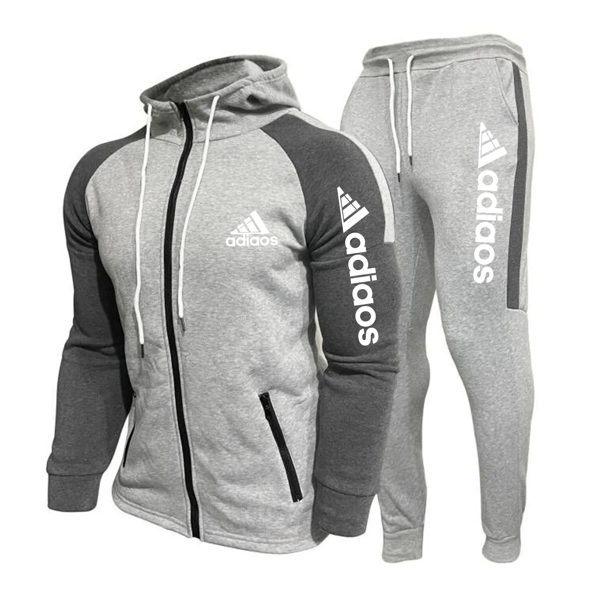 men hoodie joggers set black grey