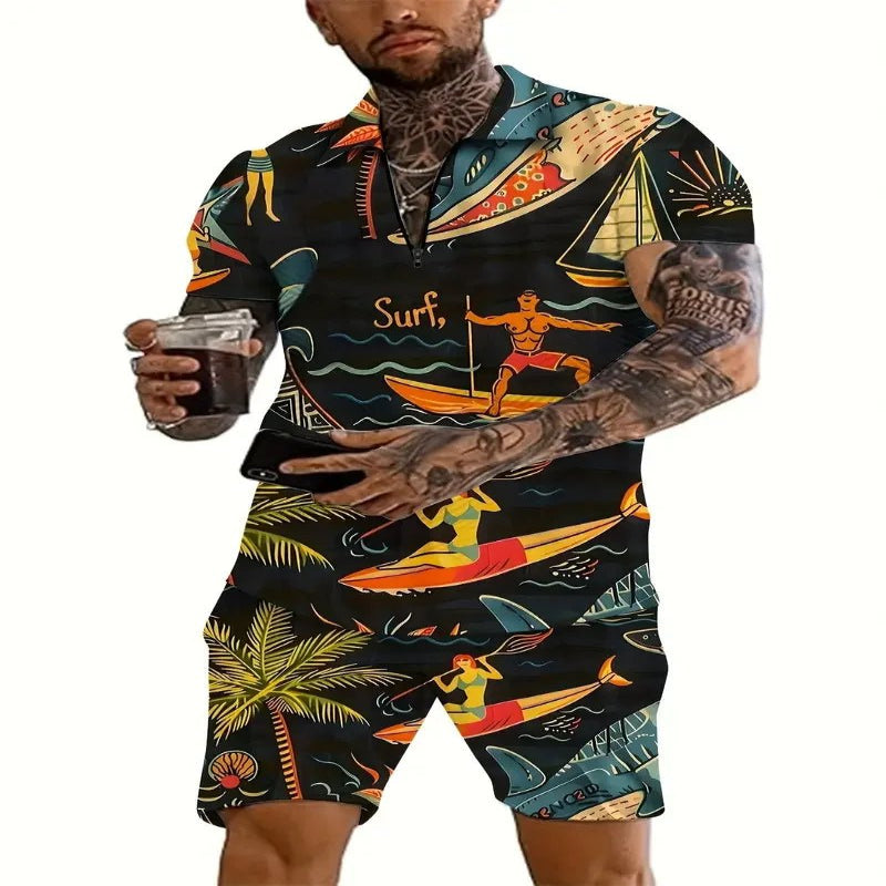 Men's Casual Beach Shorts Set – Lightweight 2 - Piece Outfit for Summer Comfort and Style - CasualFlowshop