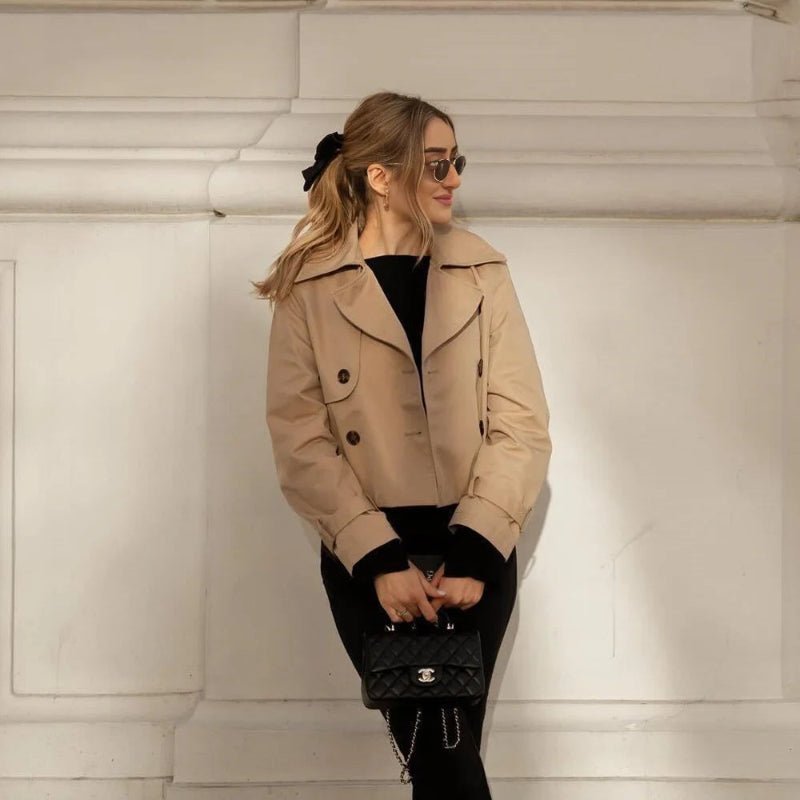 Women’s Cropped Trench Coat – Elegant Short Jacket for Autumn & Winter - CasualFlowshop