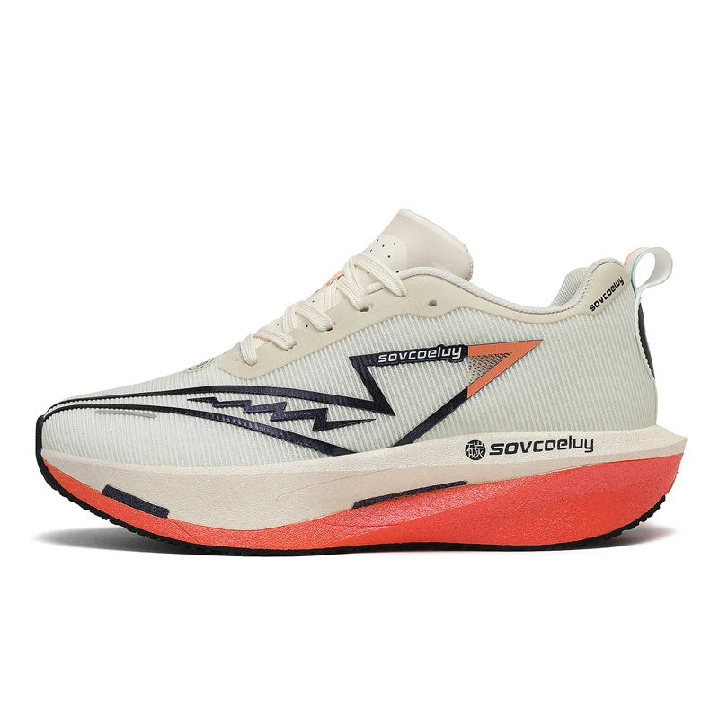 Unisex carbon plate running shoes in Orange – lightweight non-slip design