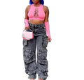 High Waist Cargo Pants for Women – Vintage Washed Multi - Pocket Streetwear - CasualFlowshop