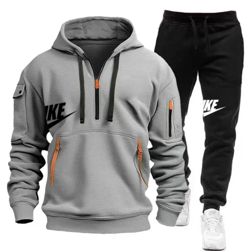 Men's Casual Jogger Sportswear Set – Multi-Pocket Hoodie & Sweatpants - CasualFlowshop