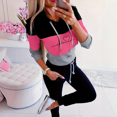 Women's Stripe-Detailed Hoodie and Pants Combo