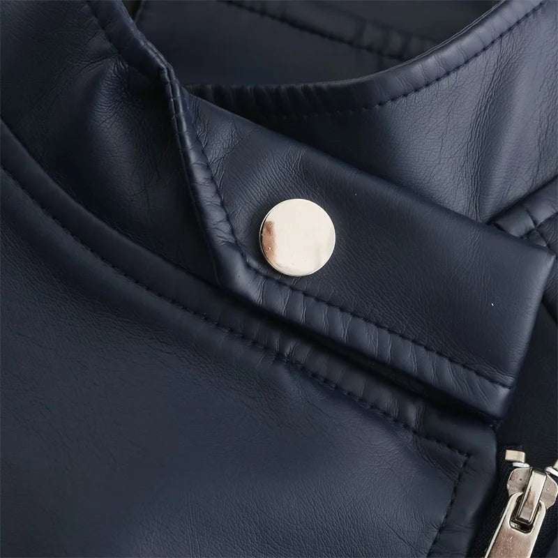 Short Leather Jacket Women – Slim Fit Moto Style Fall Coat - CasualFlowshop