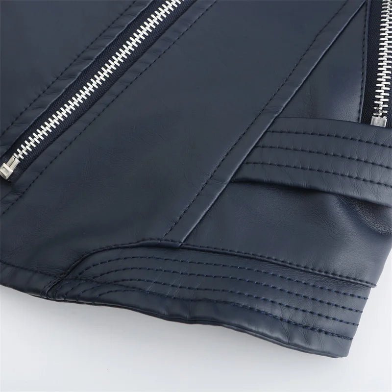 Short Leather Jacket Women – Slim Fit Moto Style Fall Coat - CasualFlowshop