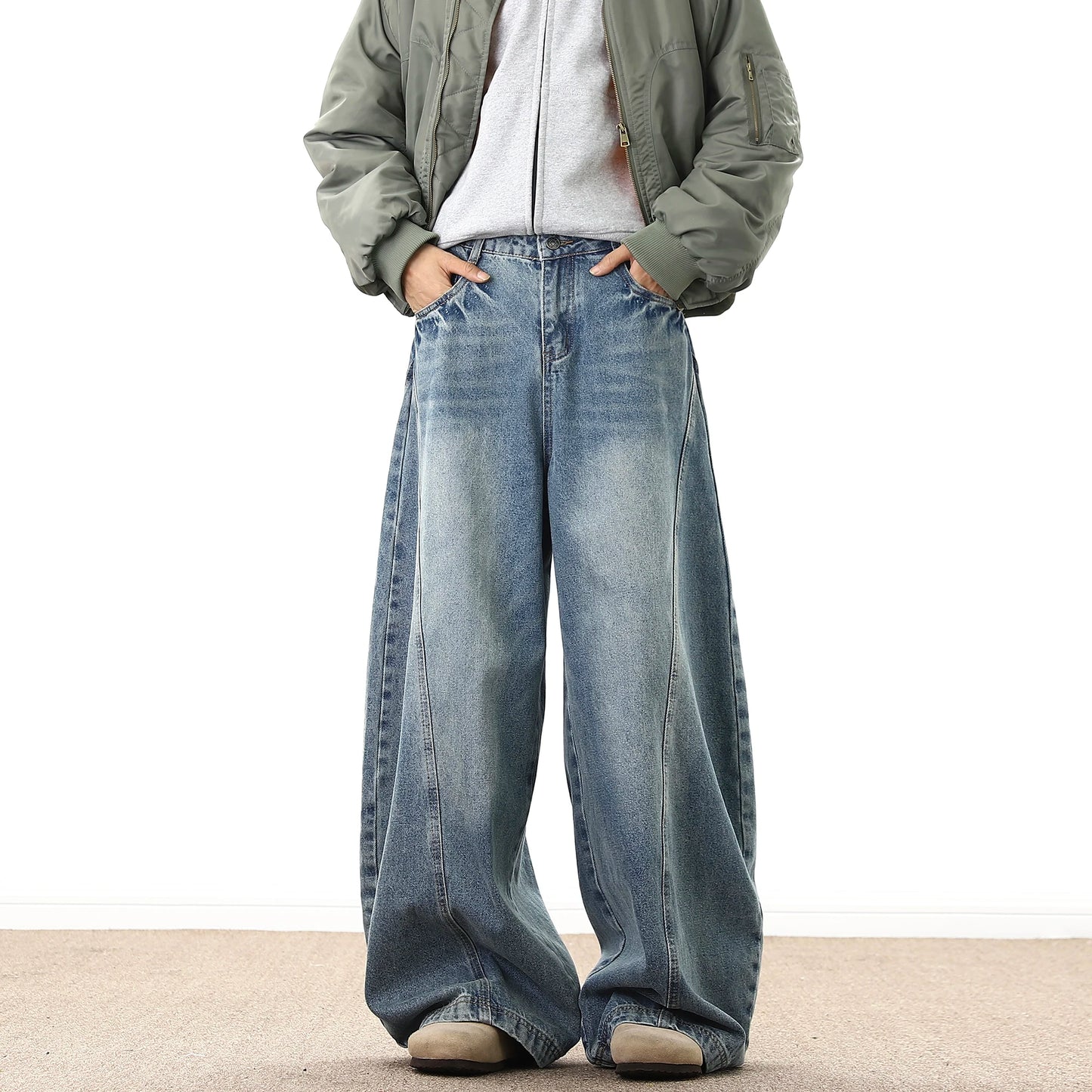 Men’s Baggy Jeans – Wide Leg Vintage Streetwear Denim - CasualFlowshop