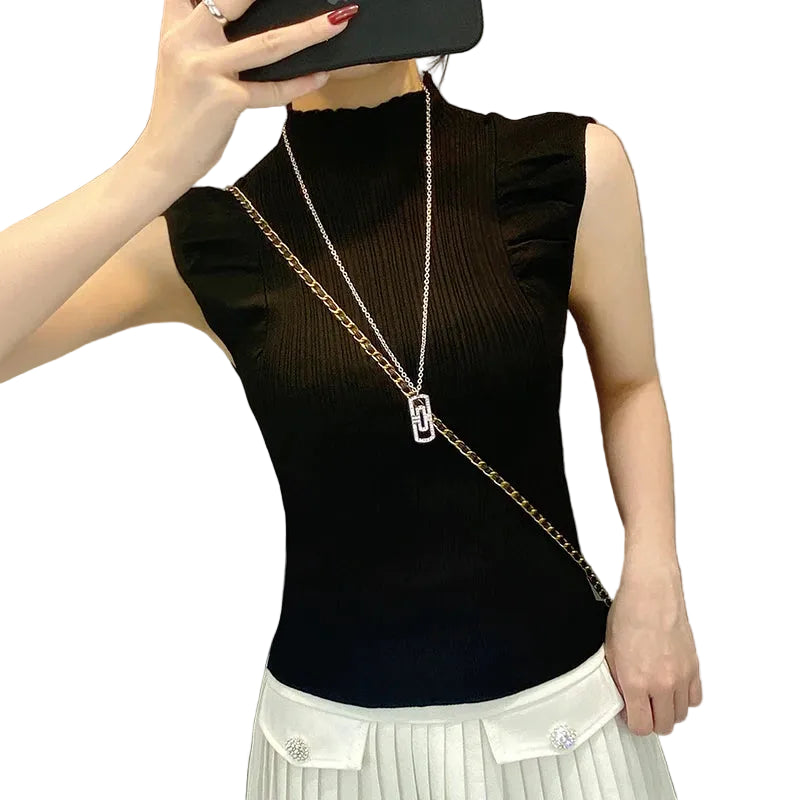 Women's Ribbed High-Neck Tank Top  - At Casualflowshop