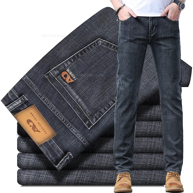 Men's straight-leg jeans in stretch cotton-blend denim at Casual Flow Sho