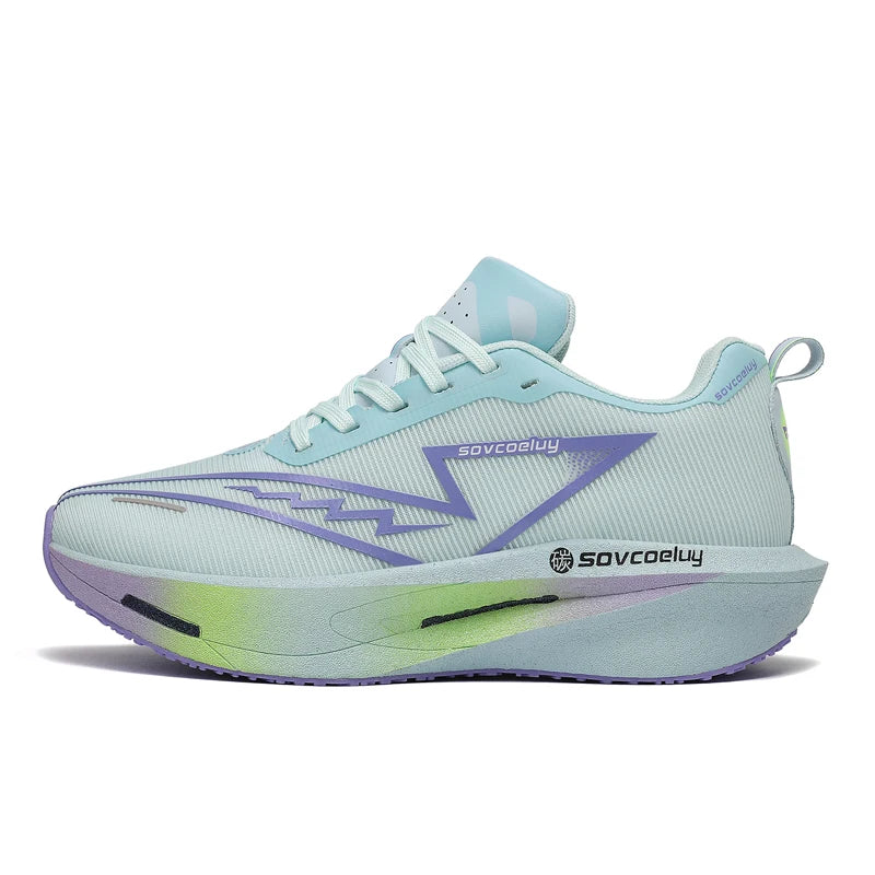 Unisex carbon plate running shoes in blue – lightweight non-slip design