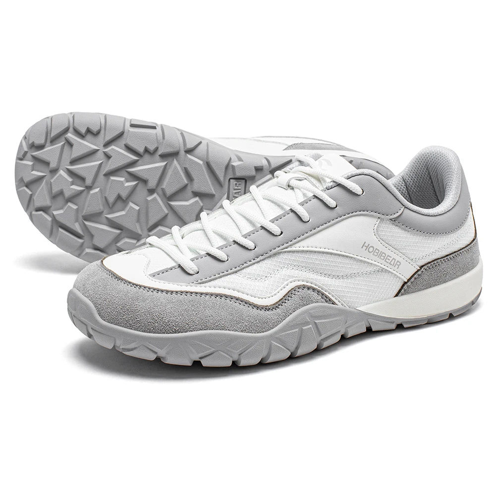 HOBIBEAR wide toe box hiking shoes in White and Gray – non-slip trail running sneakers
