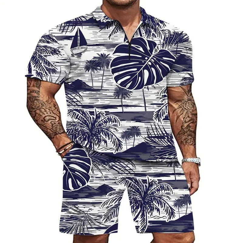 Men's Casual Beach Shorts Set – Lightweight 2 - Piece Outfit for Summer Comfort and Style - CasualFlowshop