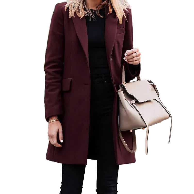 Red Elegant Two Button Jackets for Women - At Casual Flow Shop