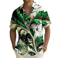 Person wearing a colorful floral shirt with a beach background