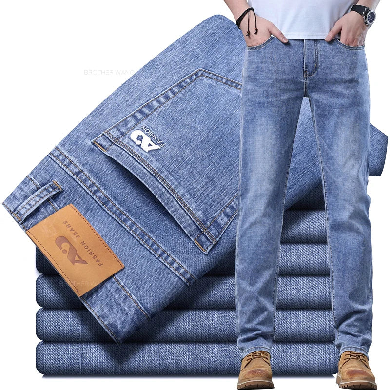 Men's straight-leg jeans in stretch cotton-blend denim at Casual Flow Sho