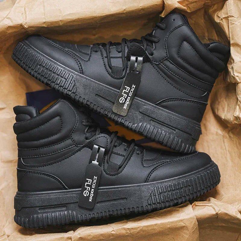 Women's high-top street sneakers in  black – stylish, breathable, and non-slip casual shoes