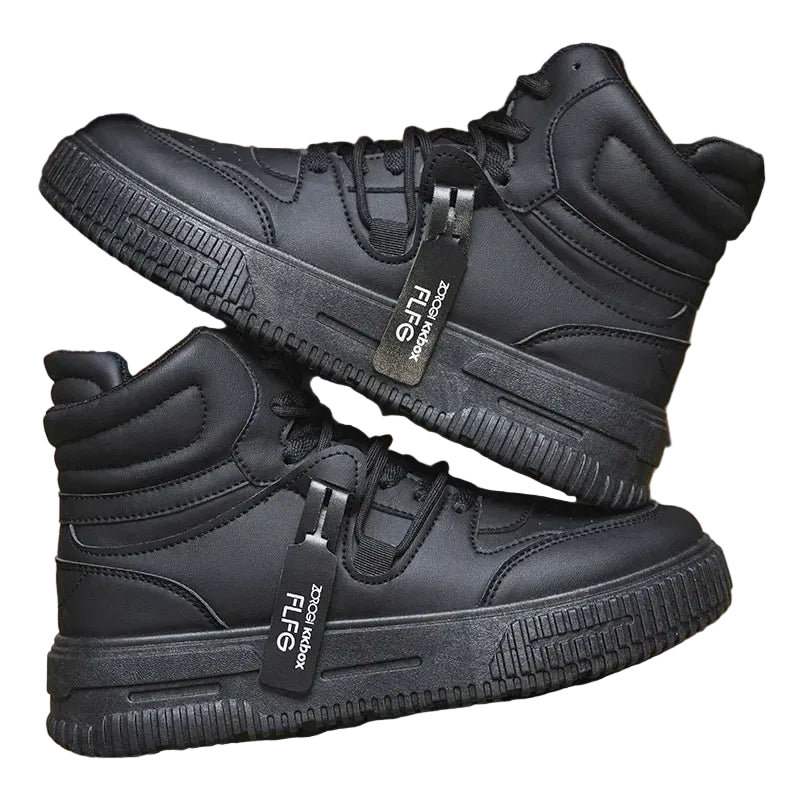 Women's high-top street sneakers in  black – stylish, breathable, and non-slip casual shoes