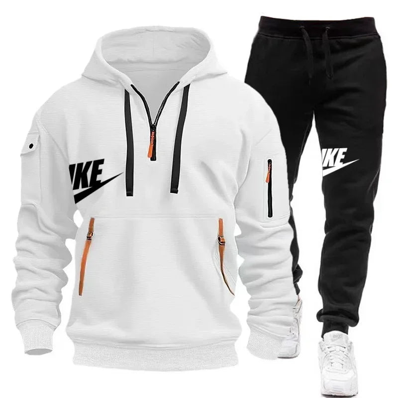 Men's Casual Jogger Sportswear Set – Multi-Pocket Hoodie & Sweatpants - CasualFlowshop