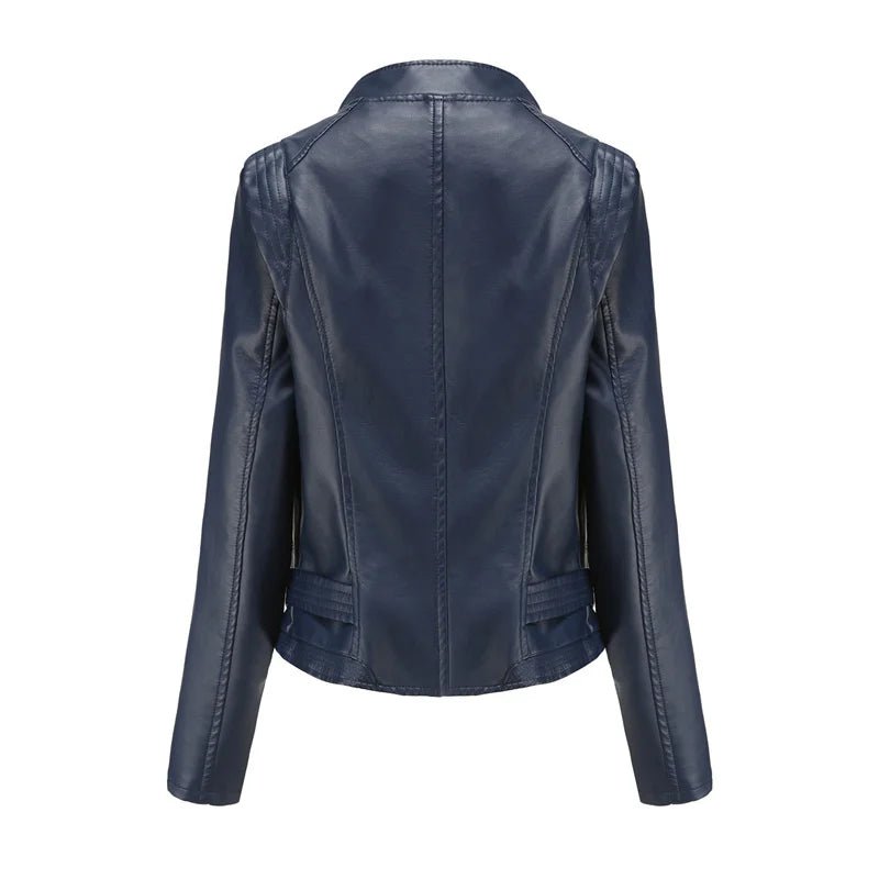 Short Leather Jacket Women – Slim Fit Moto Style Fall Coat - CasualFlowshop