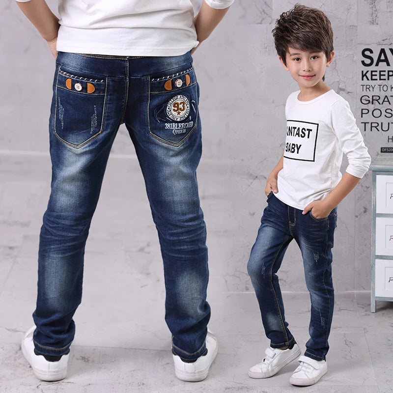 Kids boys jeans 4-11 years – slim fit, elastic waist, durable denim, perfect for everyday wear and comfort.