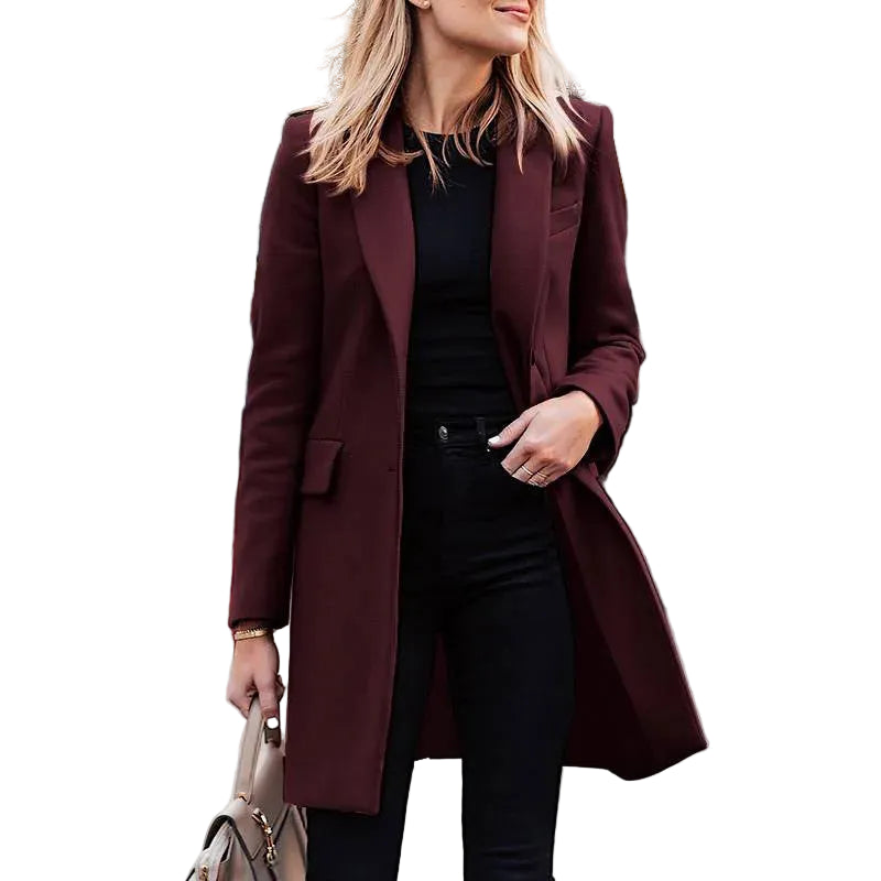 Red Elegant Two Button Jackets for Women - At Casual Flow Shop