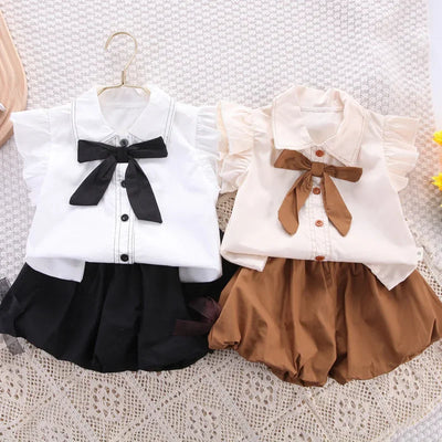 Toddler Girl 2-Piece Outfit - Bow Top & Shorts Set 0- to 4 year