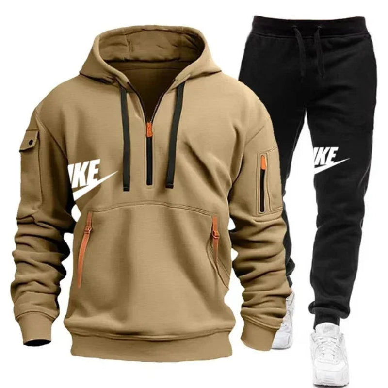 Men's Casual Jogger Sportswear Set – Multi-Pocket Hoodie & Sweatpants - CasualFlowshop