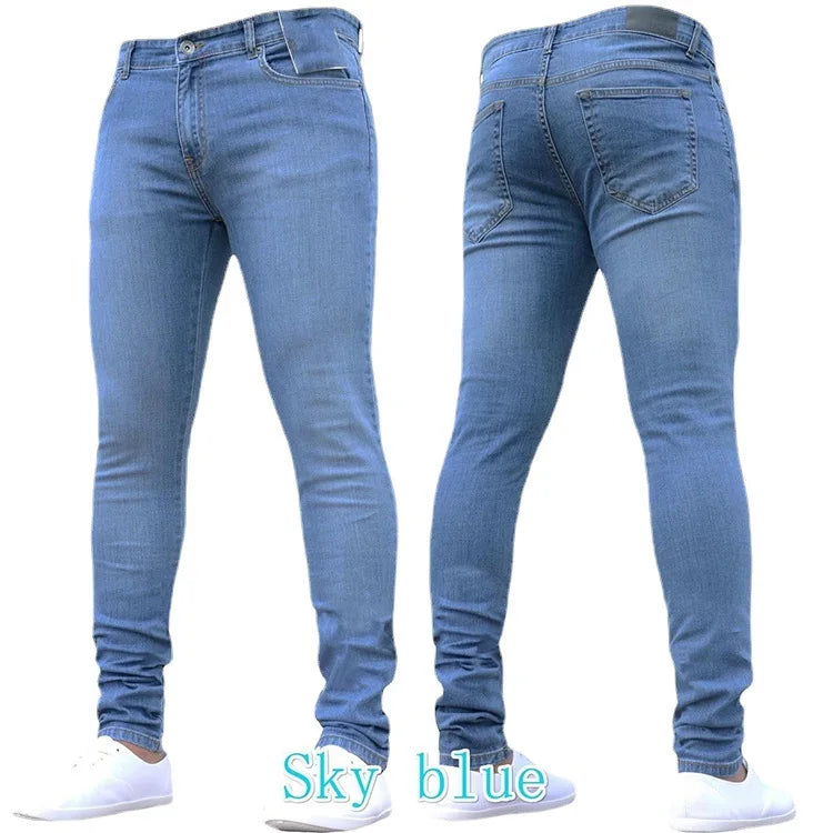 Men’s slim fit sky blue jeans with stretch denim