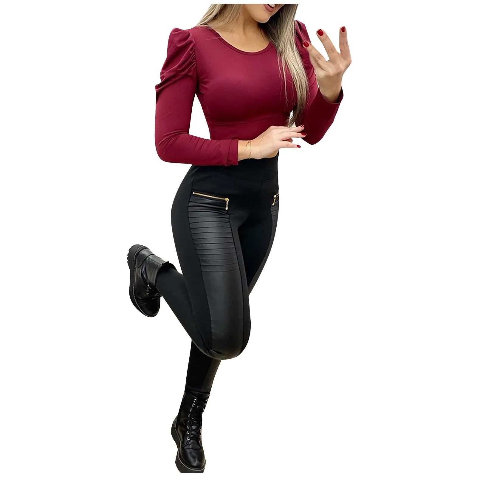 Sleek women's high-waist skinny pants with stretch fit and butt-lifting design, offering comfort and style for any occasion.