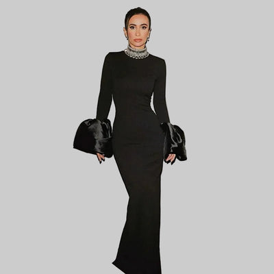 Woman Evening Party Dress – Elegant Black Long Dress for Special Nights