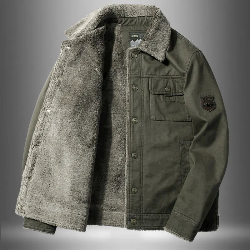 Men’s Thick Lamb Wool Military Jacket - CasualFlowshop