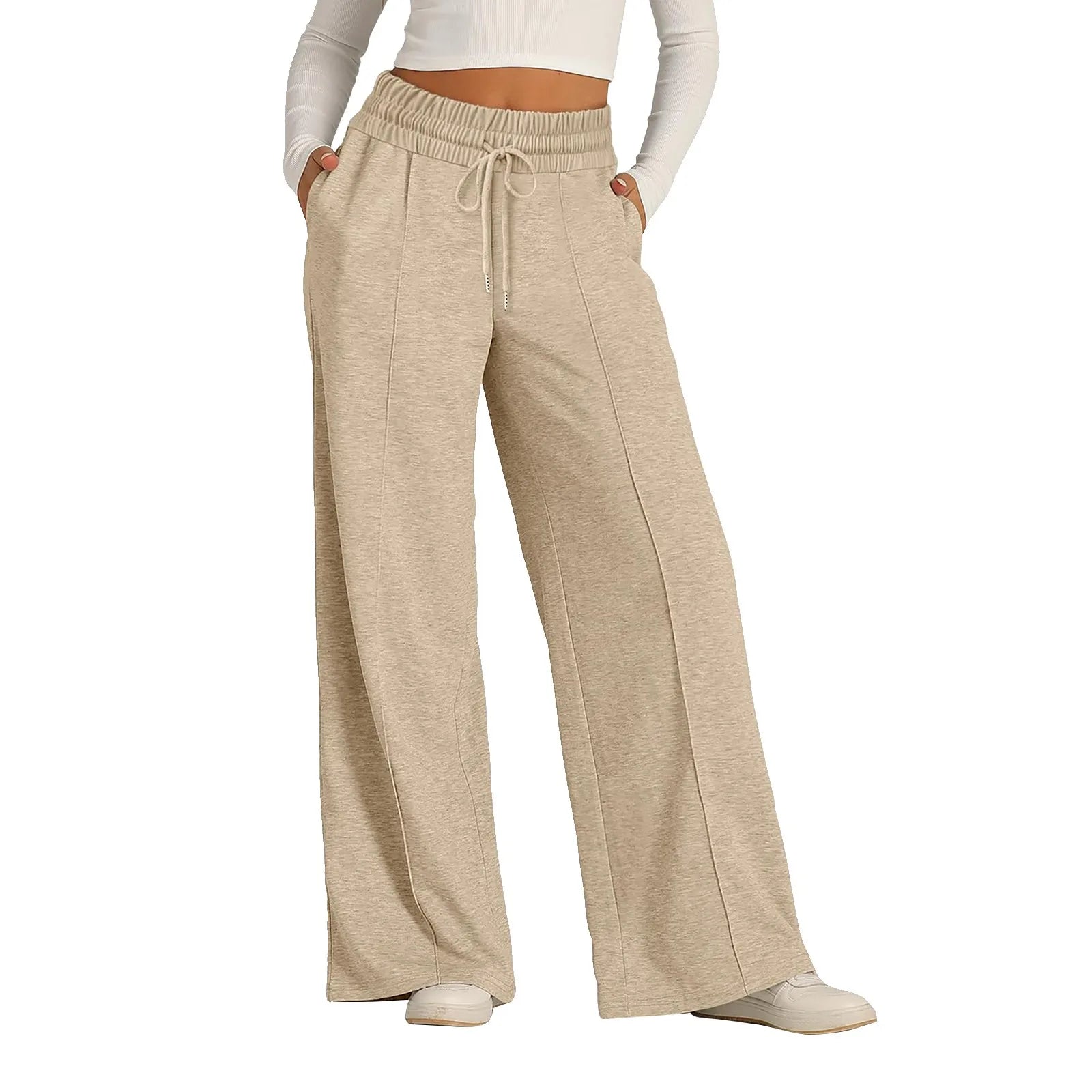 Casual Flow Wide Leg Pants in Dark Blue – Women's High Waist Lounge Pants