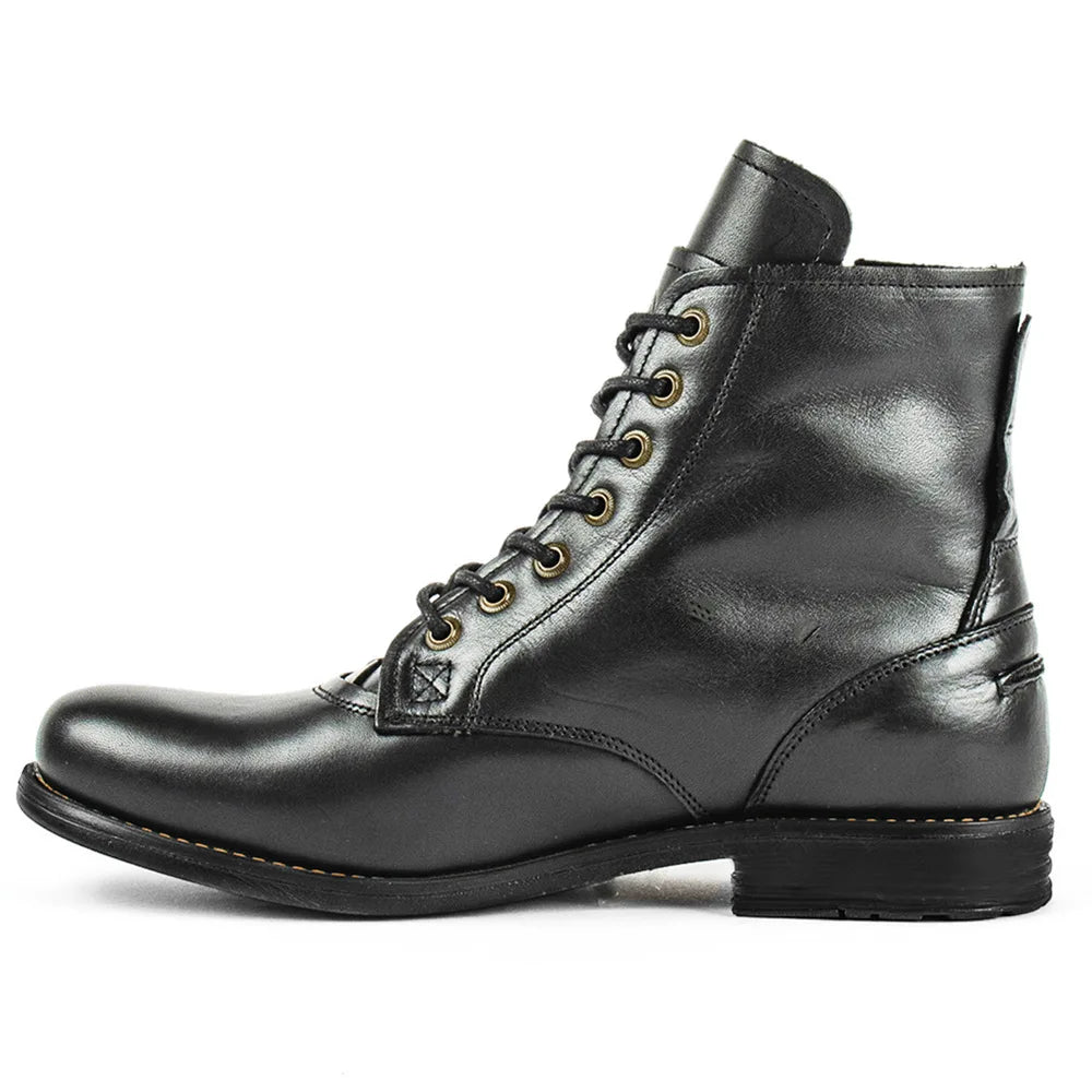 Image of Luxury Italian men's boots in black leather - casualflowshop