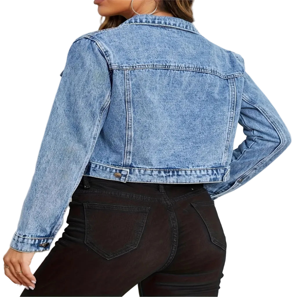 Women's Cropped Denim Jacket – Side View